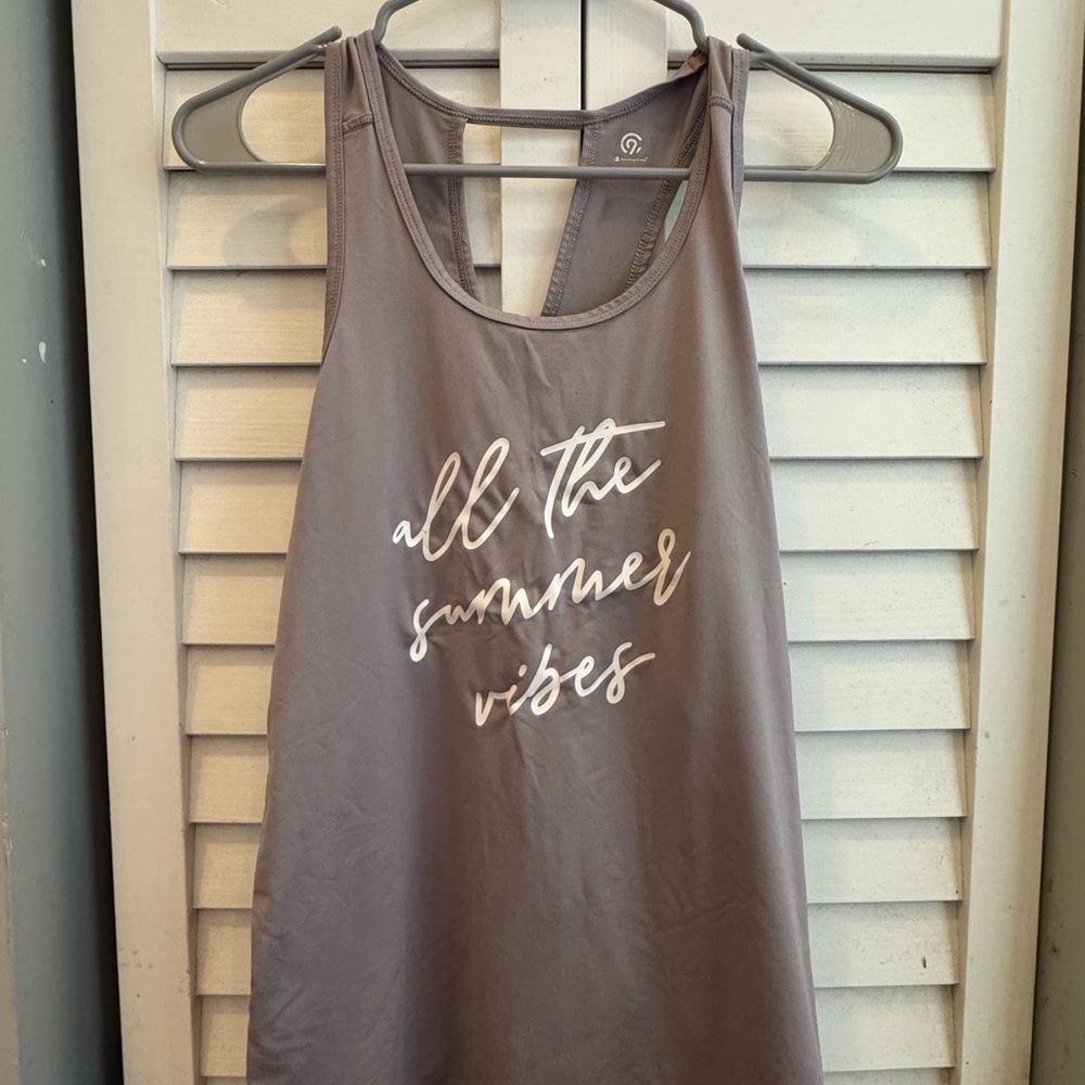 Champion Gray Sleeveless Top with Summer Vibes Print